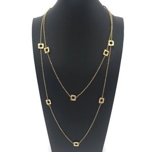 Marcia Moran  Long Gold Square Station Necklace